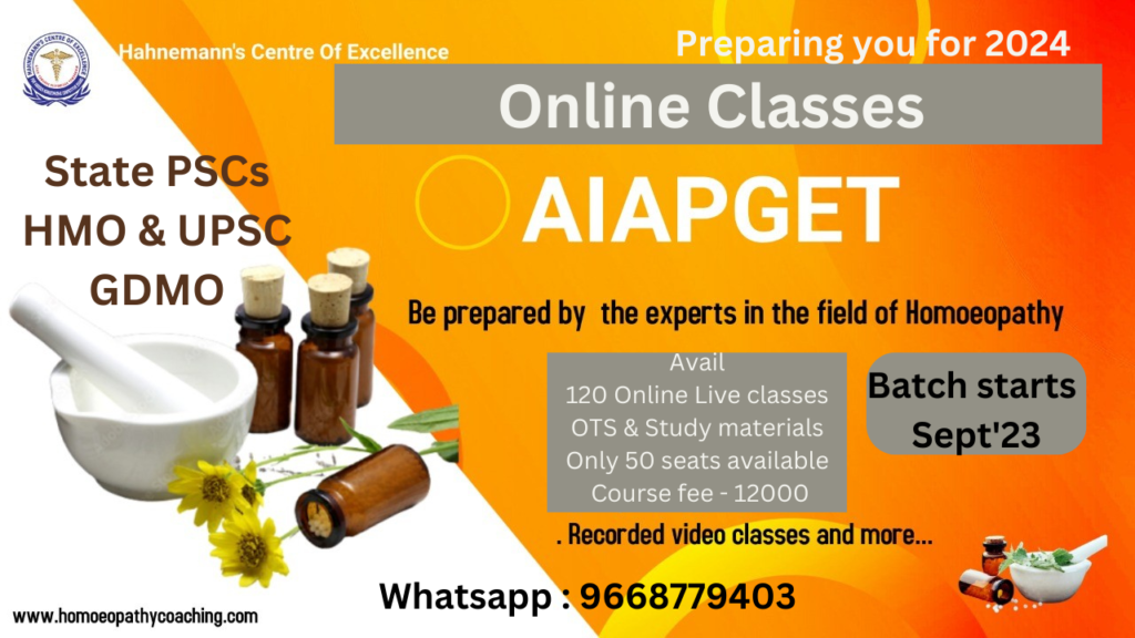 MCQ for 2024 AIAPGET, OPSC & UPSC homoeopathy